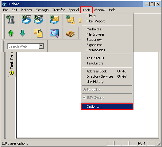 Configuração de email em Eudora