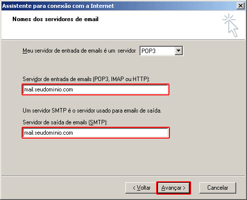 Configuração de e-mail em Outlook Express
