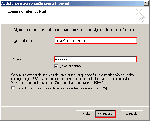 Configuração de e-mail em Outlook Express